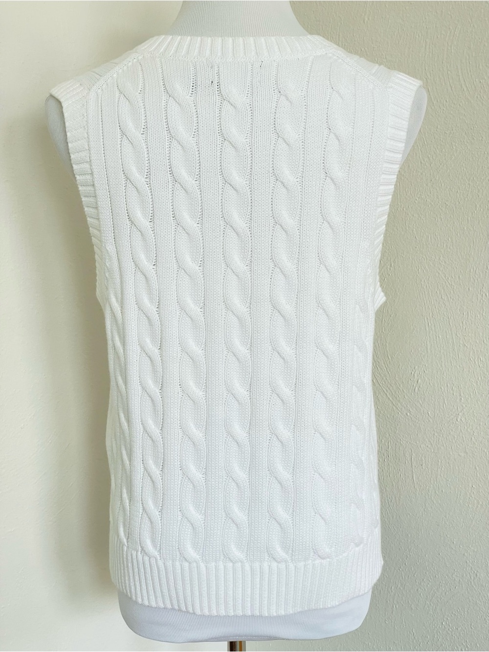 NWOT Polo Ralph Lauren White Cable-Knit Cotton Sweater Vest Medium - Picture 7 of 12